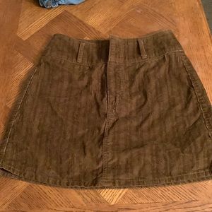 brown corduroy skirt w/ button, belt loops and zipper